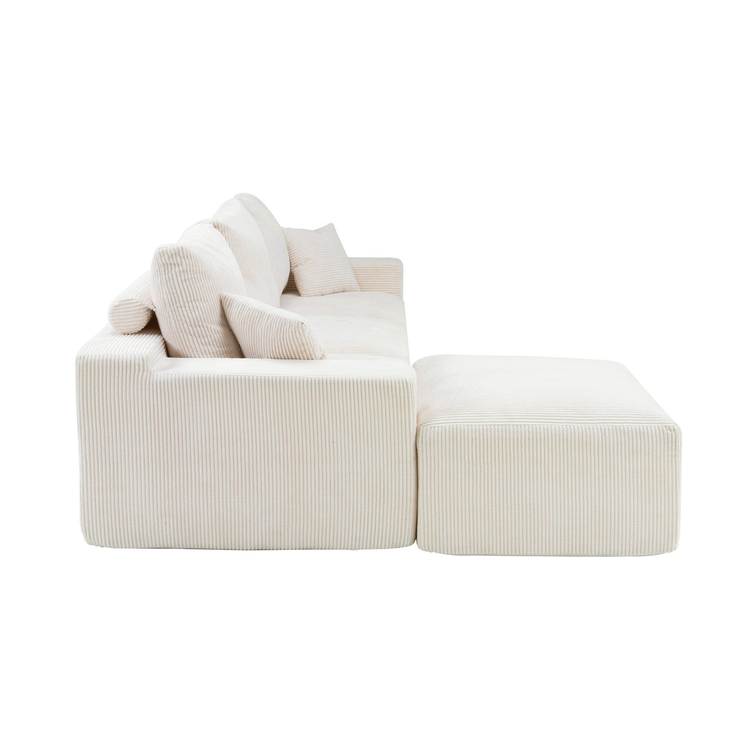 Divano componibile a L da 110, divano a 3 posti con chaise longue e compressione completa