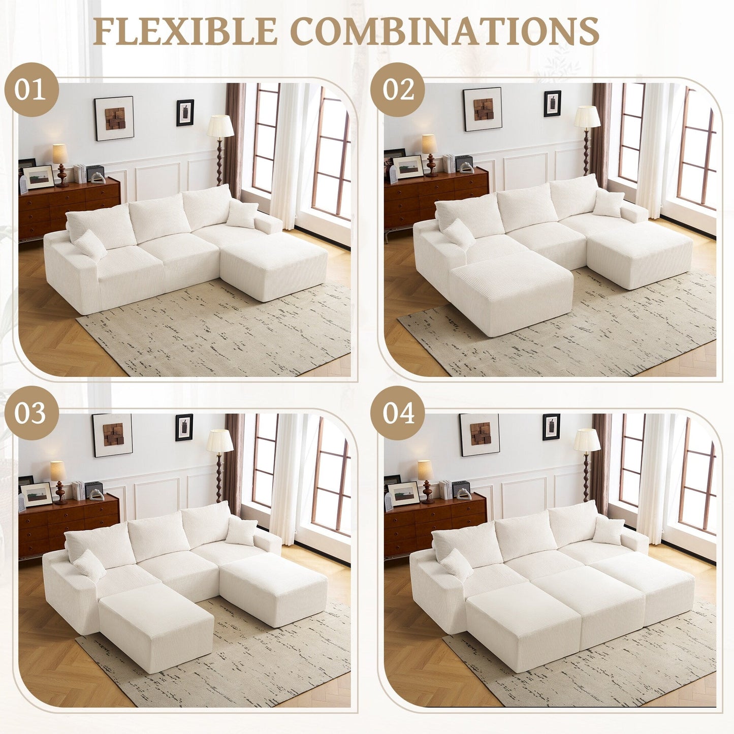 Divano componibile a L da 110, divano a 3 posti con chaise longue e compressione completa