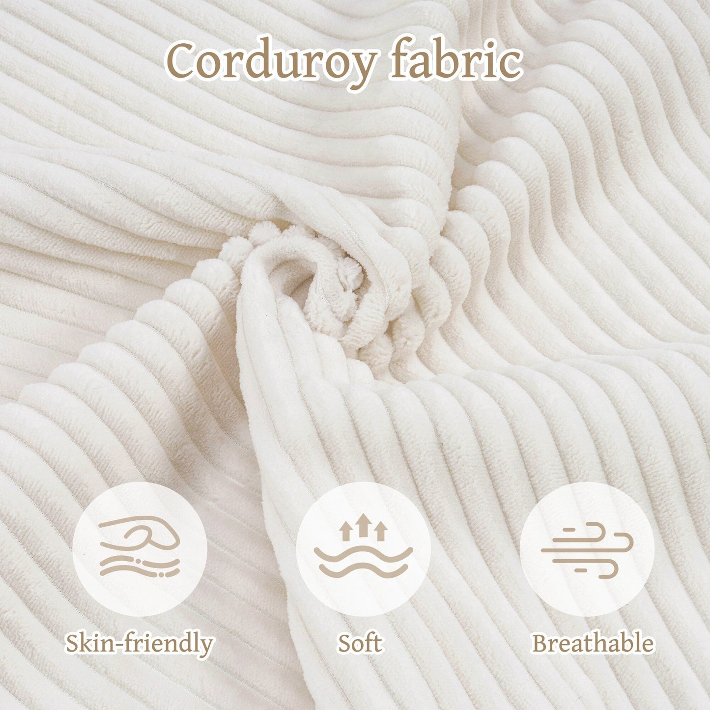 Divano a 4 posti in velluto a coste 110, schiuma a recupero lento (espansione 72 ore, non richiede montaggio)