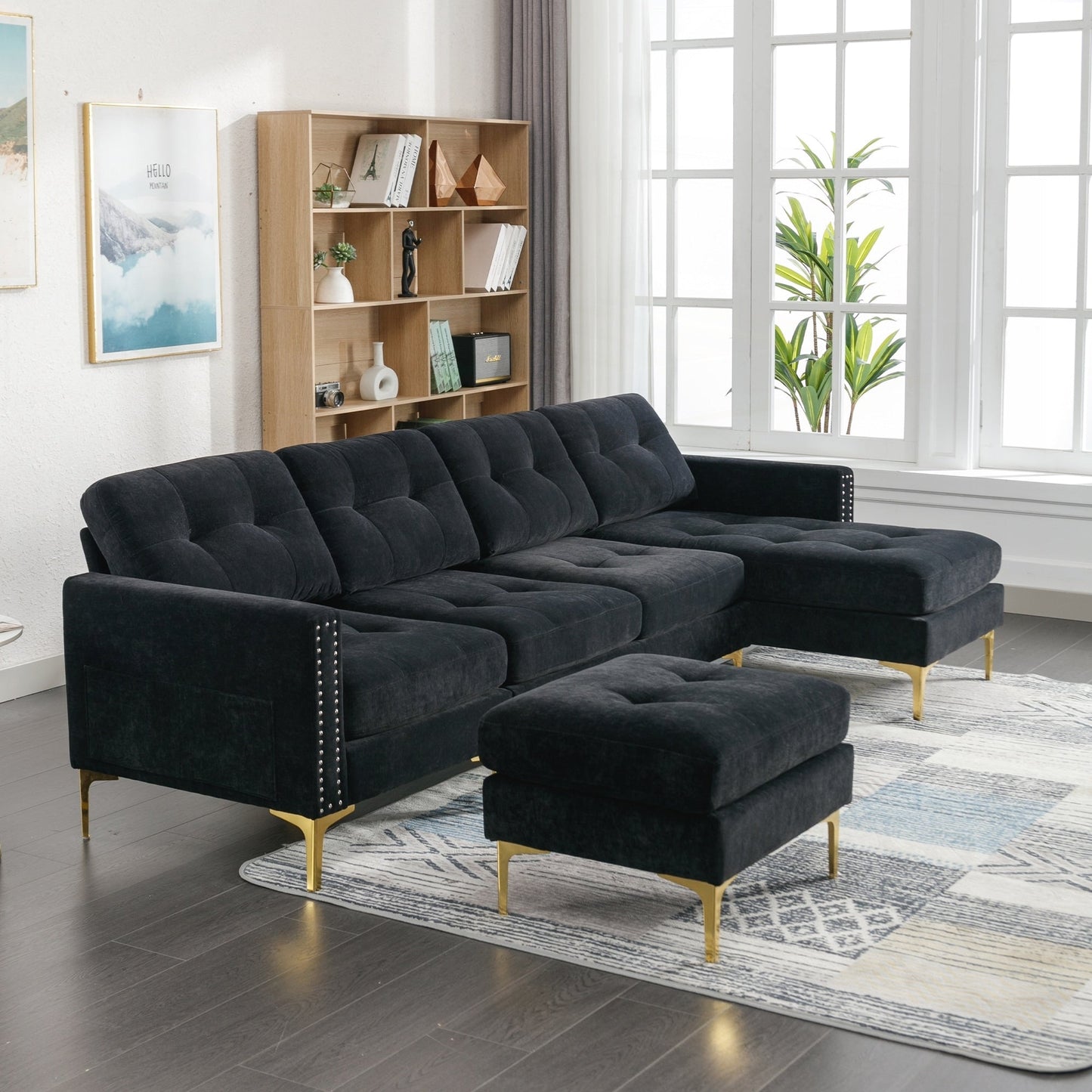 Divano componibile convertibile a L da 110 pollici