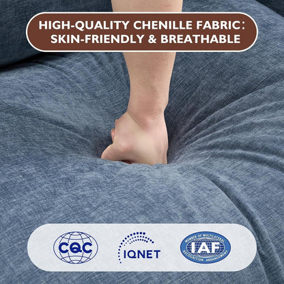 Divano componibile a forma di L 111.4 con pouf - Divano in ciniglia a 4 posti per soggiorno