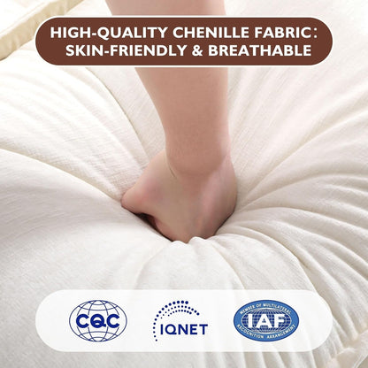 Divano componibile a forma di L 111.4 con pouf - Divano in ciniglia a 4 posti per soggiorno