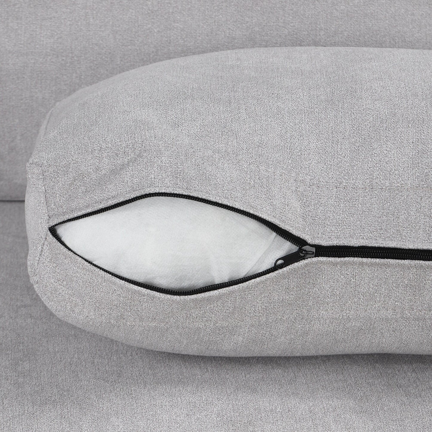 Divano 111 a 3 posti, divano curvo in ciniglia con 2 cuscini stampati, divano moderno imbottito per soggiorno