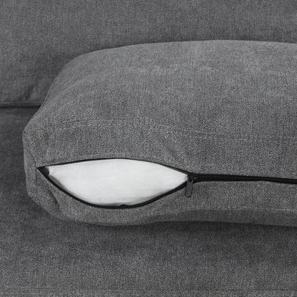 Divano 111 a 3 posti, divano curvo in ciniglia con 2 cuscini stampati, divano moderno imbottito per soggiorno