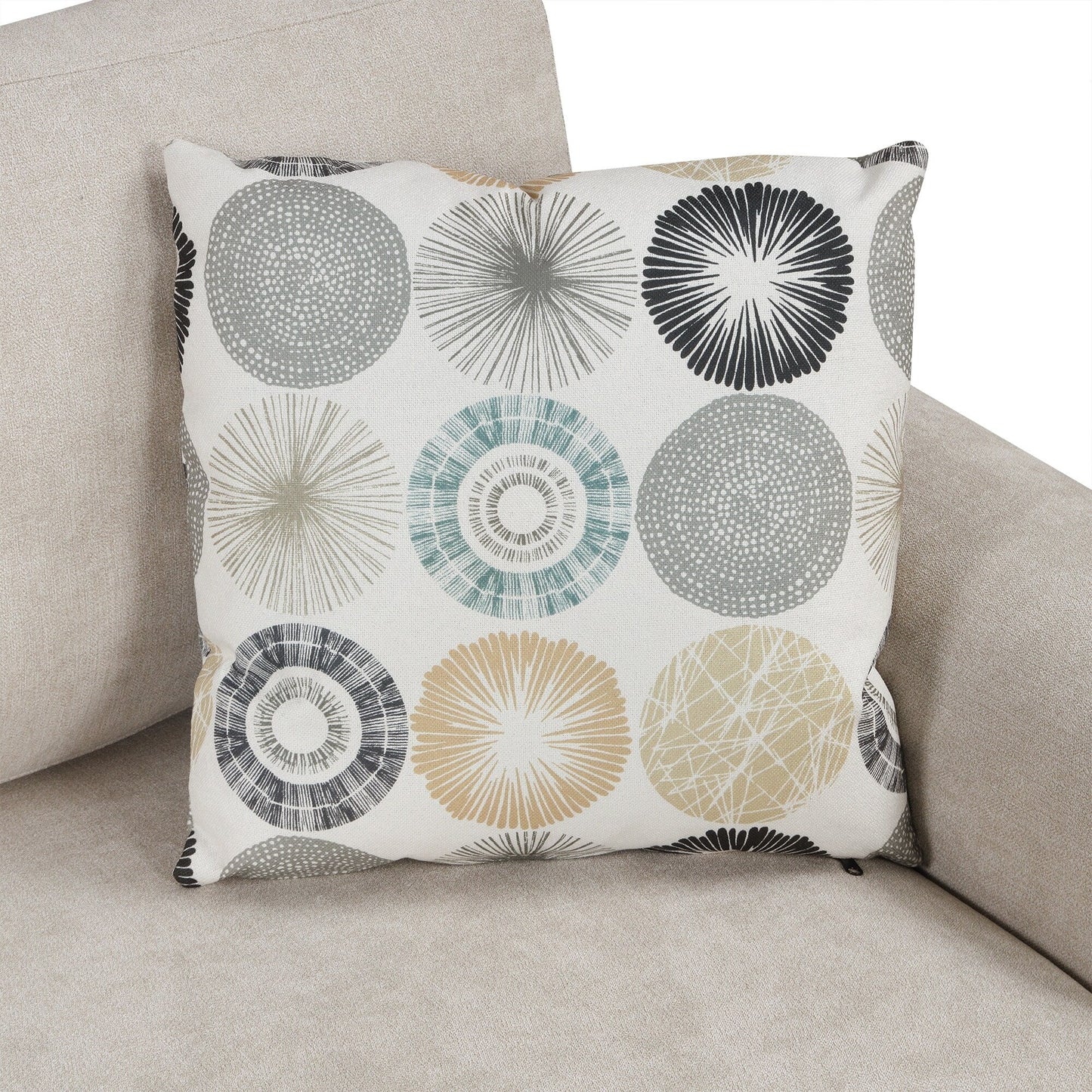 Divano 111 a 3 posti, divano curvo in ciniglia con 2 cuscini stampati, divano moderno imbottito per soggiorno