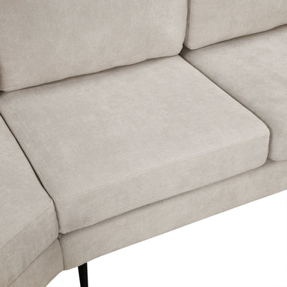 Divano 111 a 3 posti, divano curvo in ciniglia con 2 cuscini stampati, divano moderno imbottito per soggiorno