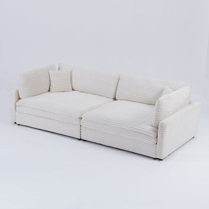 Divano in velluto a coste nero da 112 pollici: due cuscini, quattro schienali, per un nuovo stile per la zona relax del soggiorno