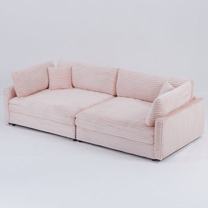 Divano in velluto a coste nero da 112 pollici: due cuscini, quattro schienali, per un nuovo stile per la zona relax del soggiorno