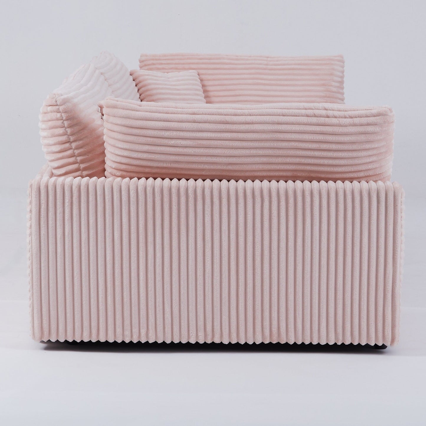 Divano in velluto a coste nero da 112 pollici: due cuscini, quattro schienali, per un nuovo stile per la zona relax del soggiorno