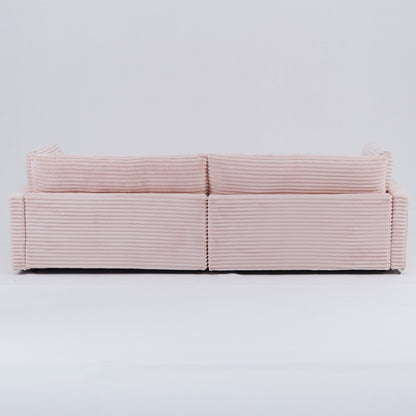 Divano in velluto a coste nero da 112 pollici: due cuscini, quattro schienali, per un nuovo stile per la zona relax del soggiorno