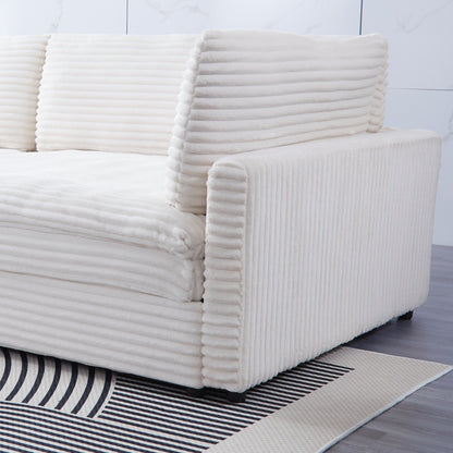 Divano in velluto a coste nero da 112 pollici: due cuscini, quattro schienali, per un nuovo stile per la zona relax del soggiorno