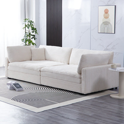 Divano in velluto a coste nero da 112 pollici: due cuscini, quattro schienali, per un nuovo stile per la zona relax del soggiorno