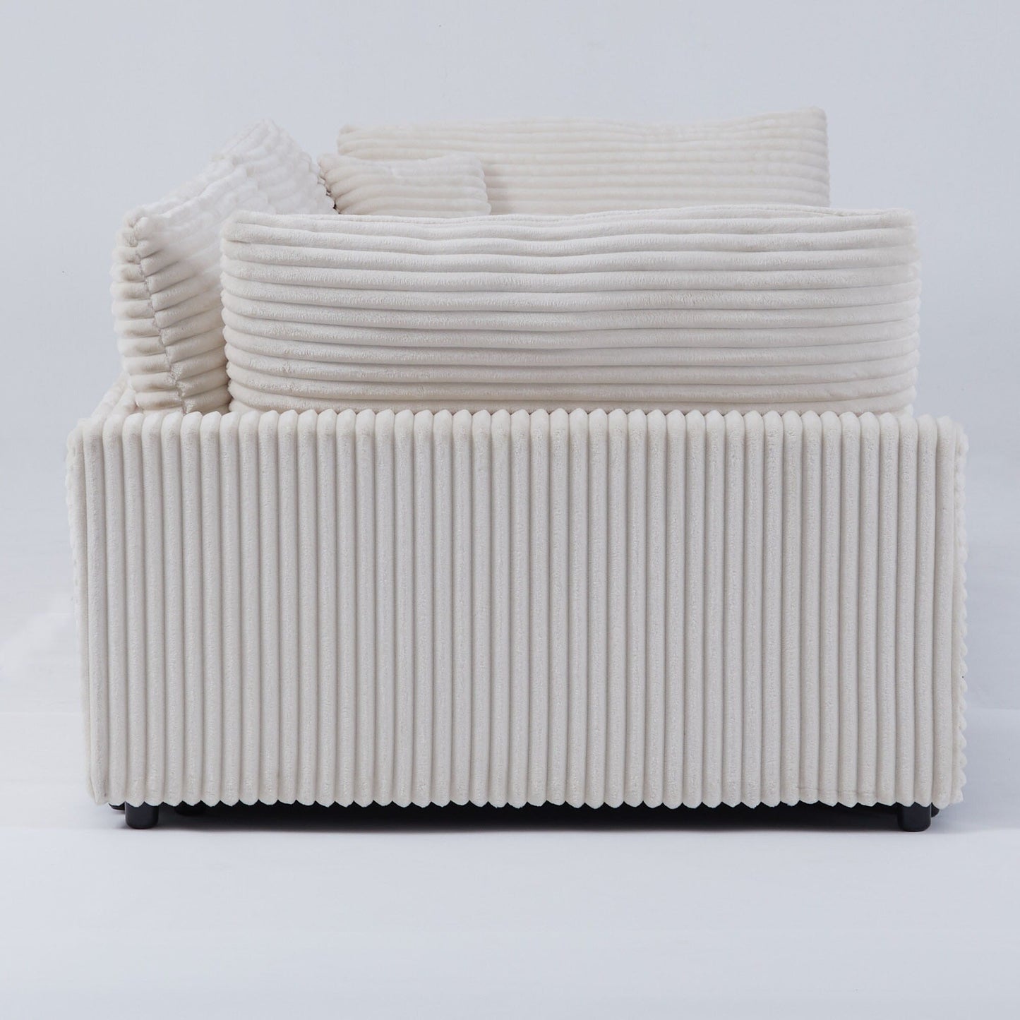 Divano in velluto a coste nero da 112 pollici: due cuscini, quattro schienali, per un nuovo stile per la zona relax del soggiorno