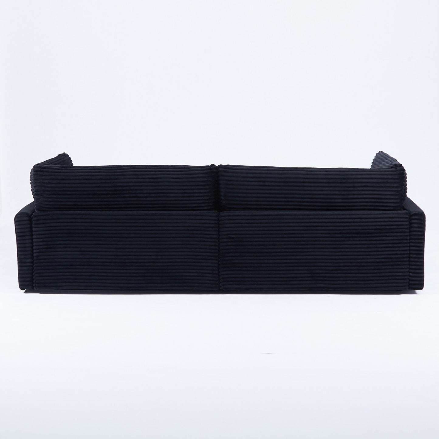 Divano in velluto a coste nero da 112 pollici: due cuscini, quattro schienali, per un nuovo stile per la zona relax del soggiorno