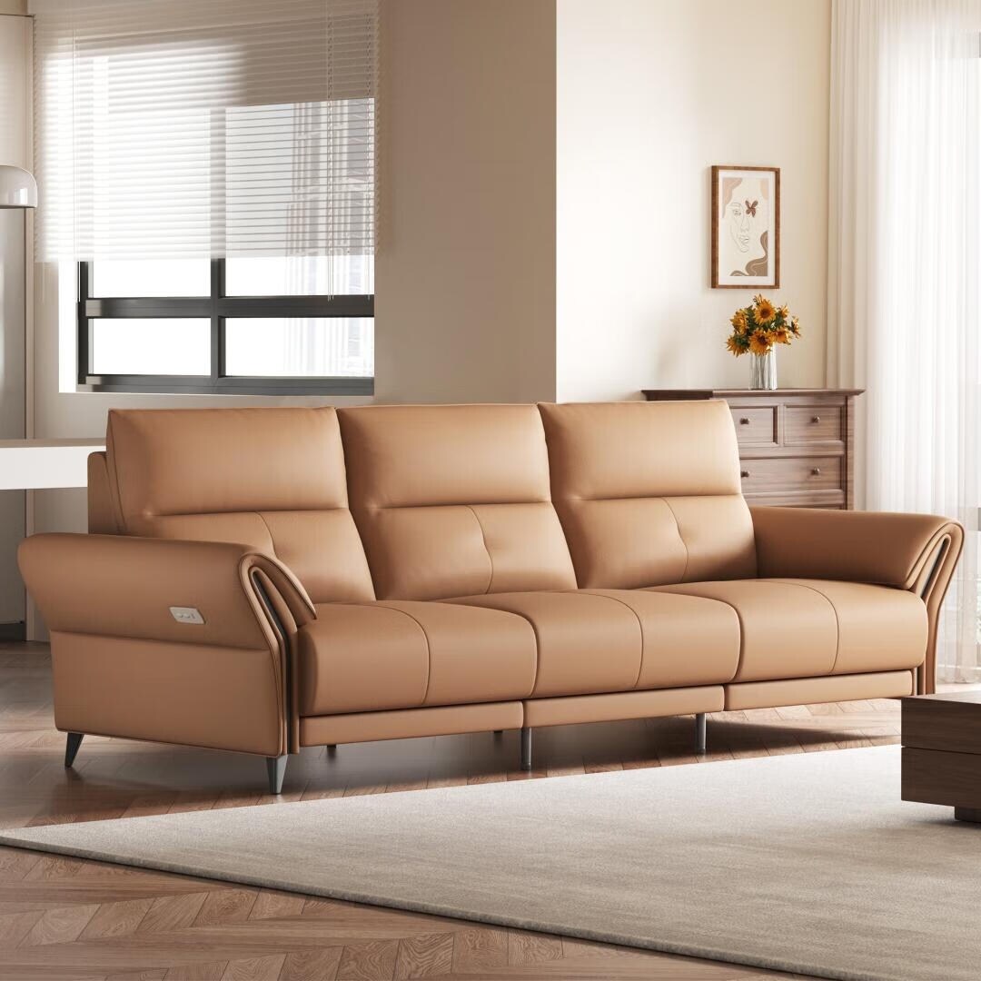 Divano reclinabile elettrico in pelle vegana da 112,5'' con porta di ricarica USB