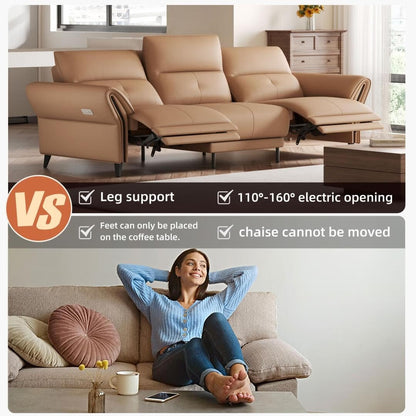 Divano reclinabile elettrico in pelle vegana da 112,5'' con porta di ricarica USB