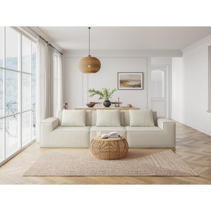 Divano letto trasformabile modulare da 118 pollici a 3 posti in velluto a coste bianco