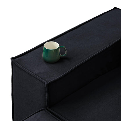 Divano componibile modulare 118 con rivestimento in tessuto mobile e 3 cuscini, comodo divano in velluto a coste a 3 posti