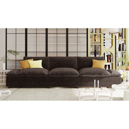 Divano grande in poliestere a 3 posti da 119,5 pollici con 2 unità contenitore e gambe in legno di gomma per soggiorno