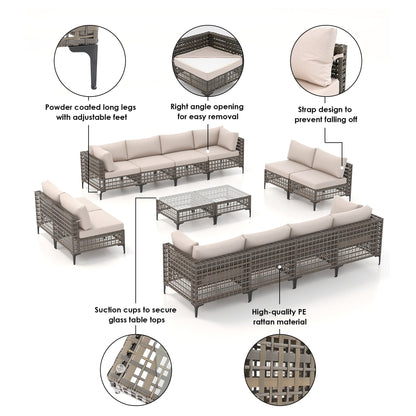 Gruppo di sedute componibili per esterni Patip con cuscini