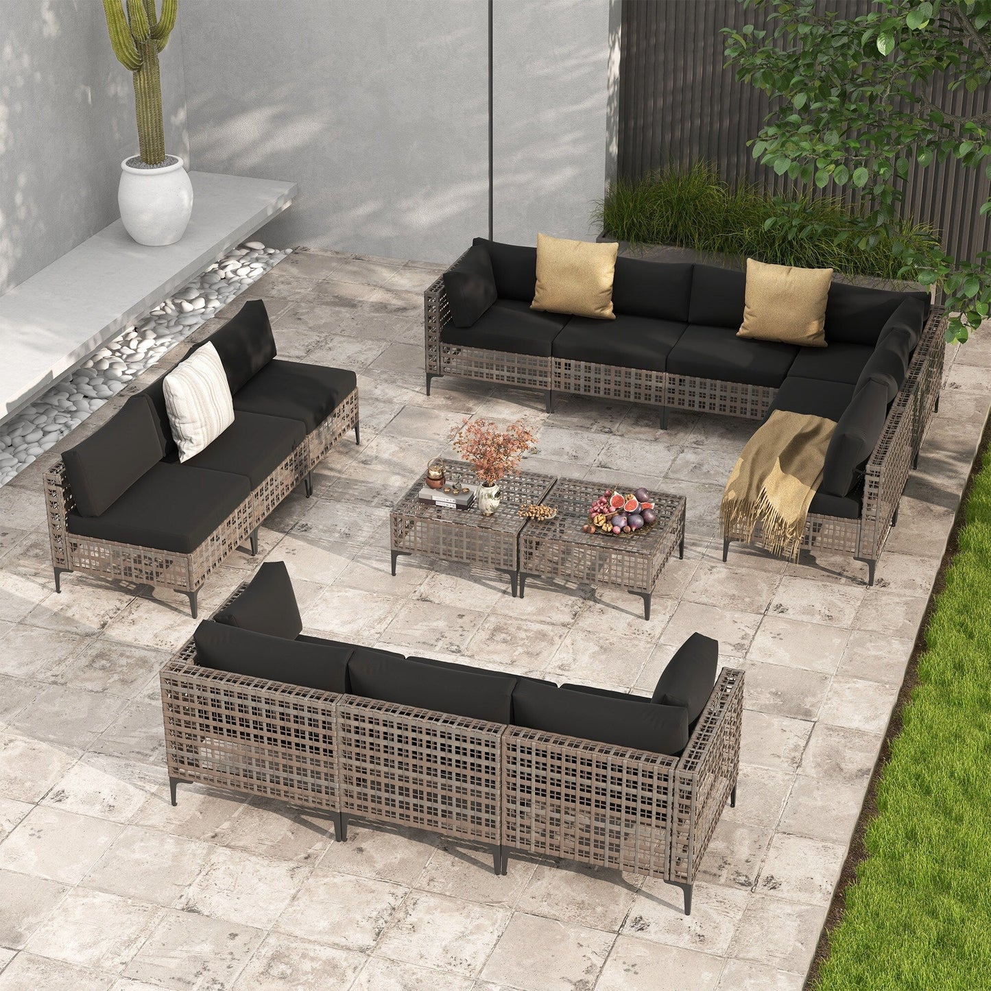 Gruppo di sedute componibili per esterni Patip con cuscini