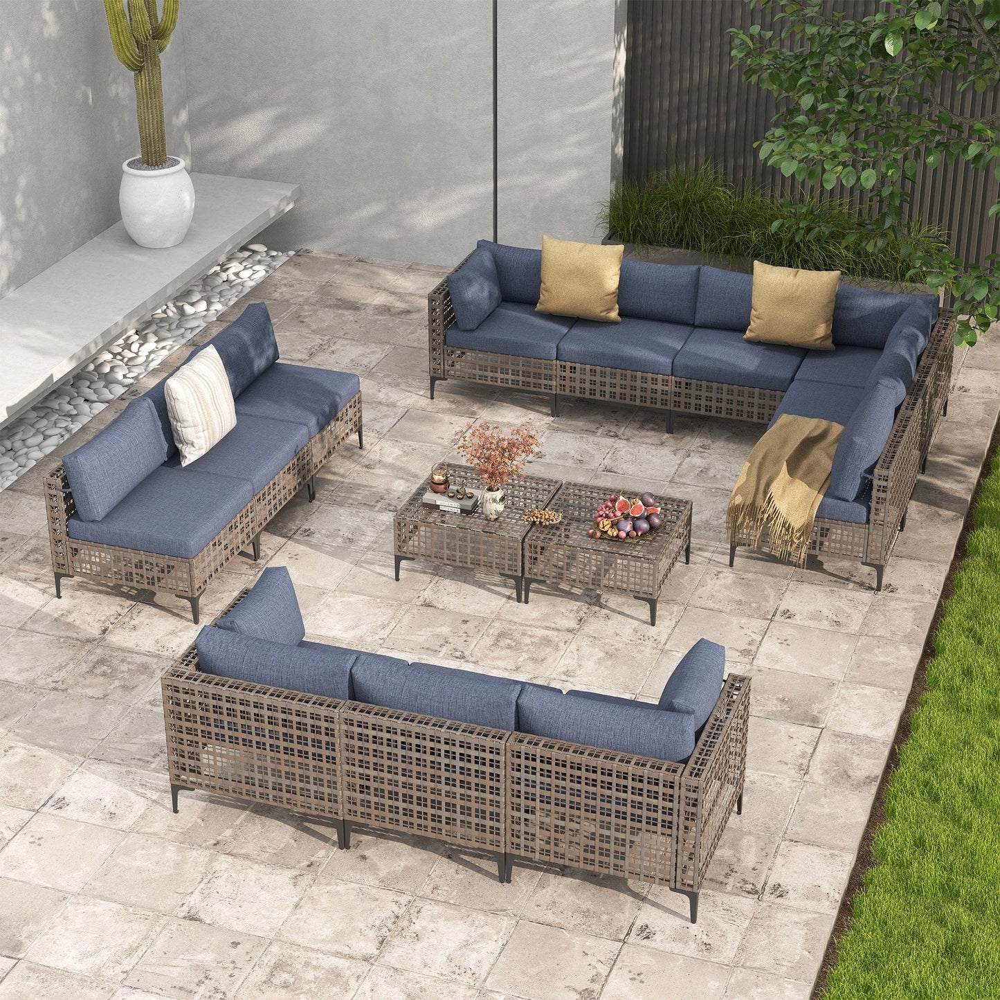 Gruppo di sedute componibili per esterni Patip con cuscini