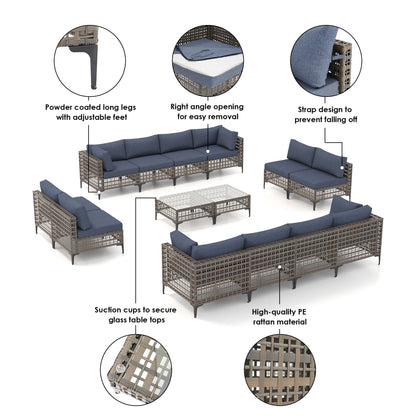 Gruppo di sedute componibili per esterni Patip con cuscini