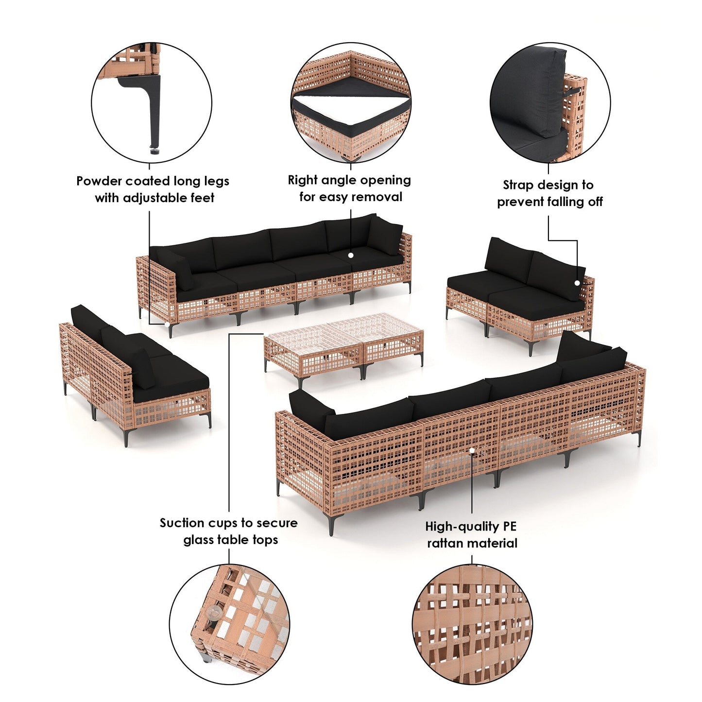 Gruppo di sedute componibili per esterni Patip con cuscini