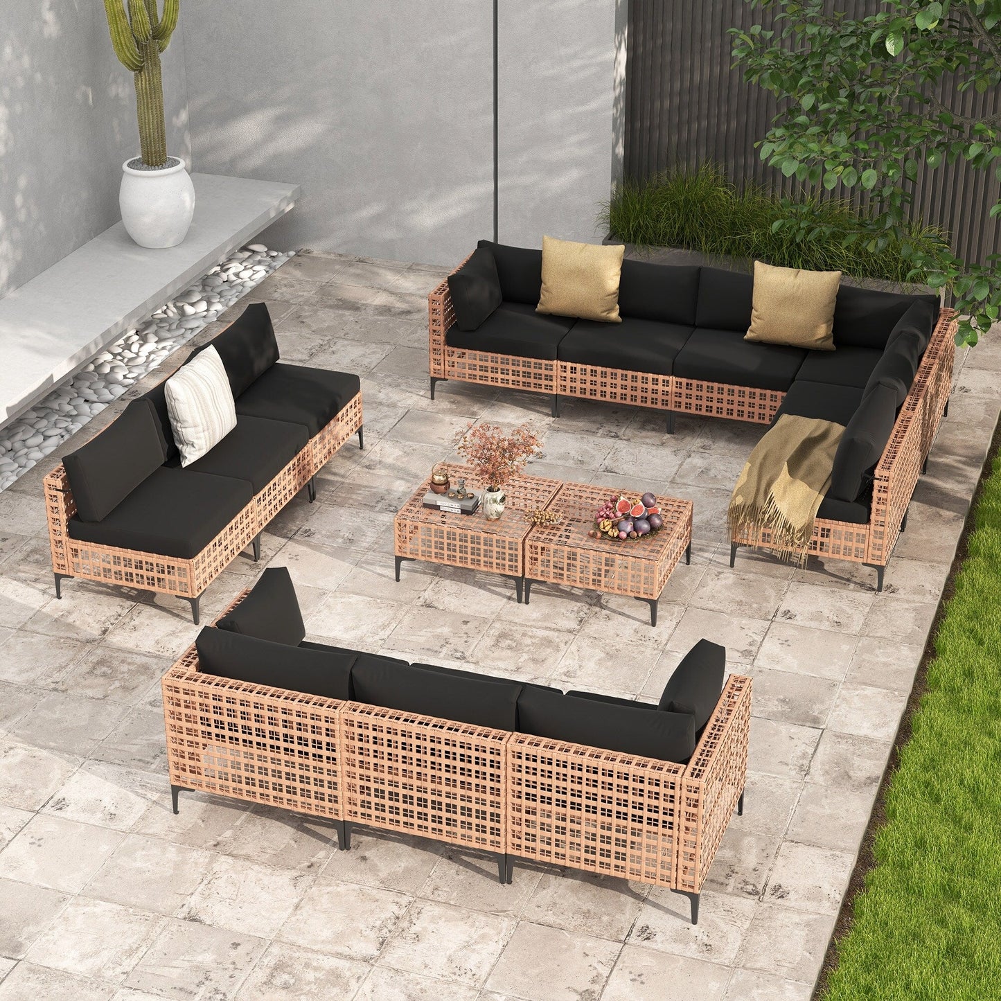 Gruppo di sedute componibili per esterni Patip con cuscini