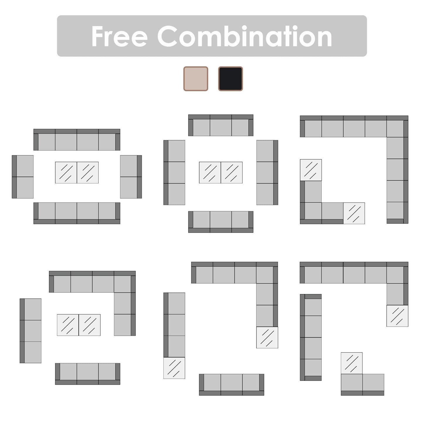 Gruppo di sedute componibili per esterni Patip con cuscini