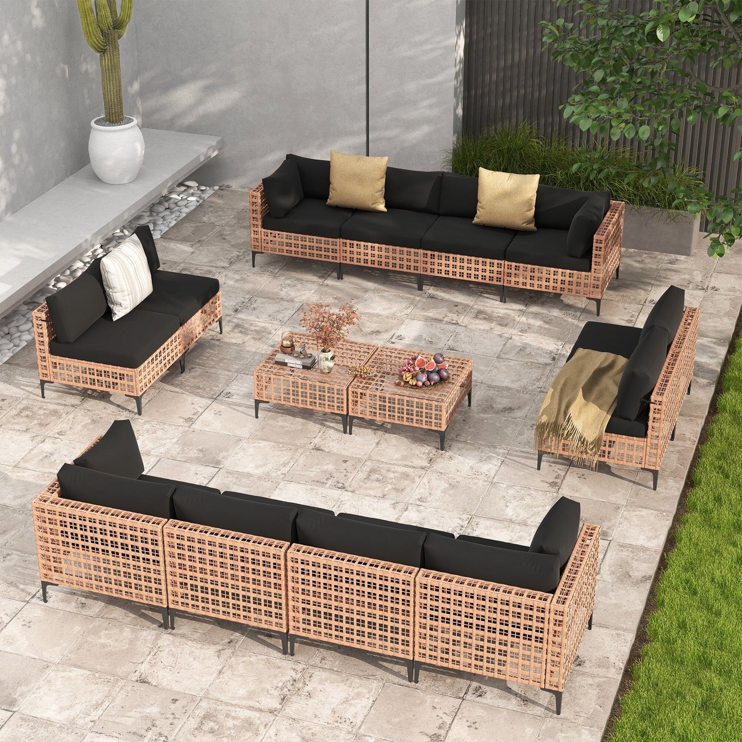 Gruppo di sedute componibili per esterni Patip con cuscini