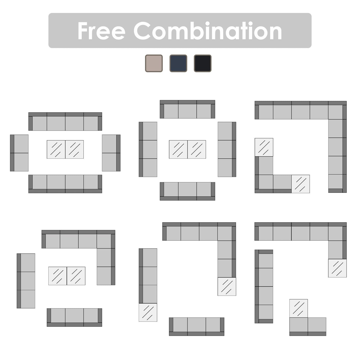 Gruppo di sedute componibili per esterni Patip con cuscini