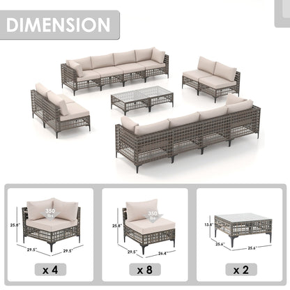 Gruppo di sedute componibili per esterni Patip con cuscini