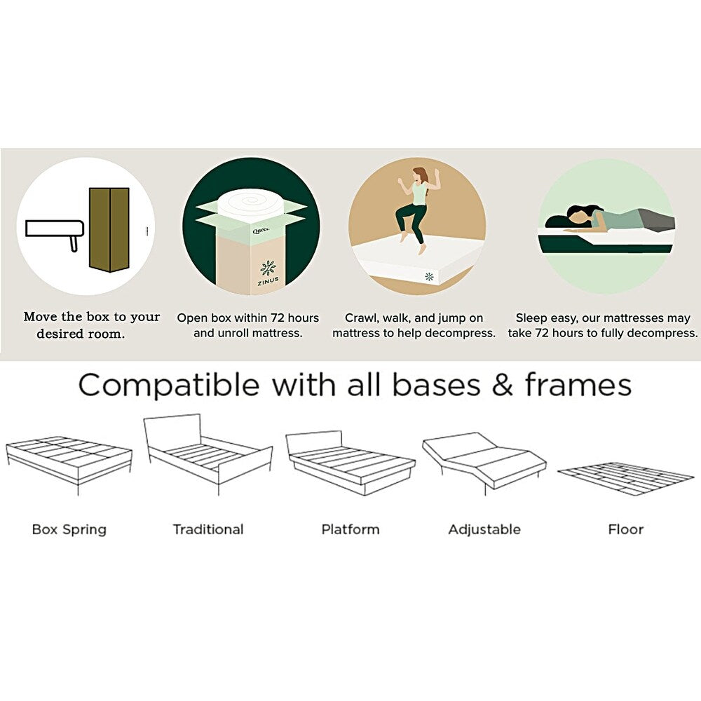 Materasso in memory foam con gel rinfrescante da 10 pollici / Schiuma in gel rinfrescante / Allevia la pressione / Certificato CertiPUR-US / Bed-in-a-Box