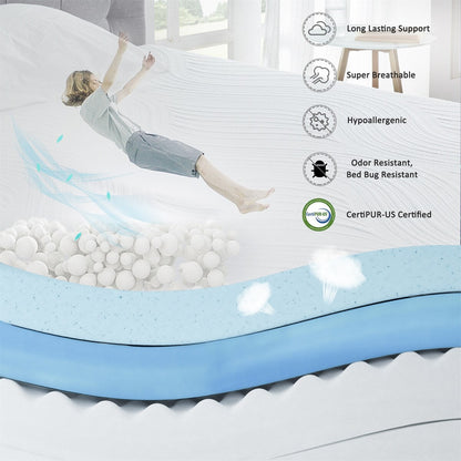 Materasso in memory foam gel da 12 pollici (singolo) - Materasso rinfrescante morbido medio