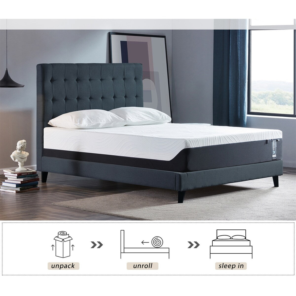 Materasso in memory foam gel da 12 pollici (singolo) - Materasso rinfrescante morbido medio