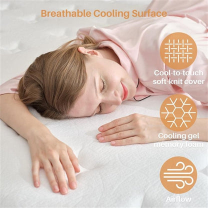 Materasso ibrido matrimoniale da 12 pollici, materasso a molle ibrido in memory foam da 12 pollici, materasso a media sensazione per alleviare la pressione