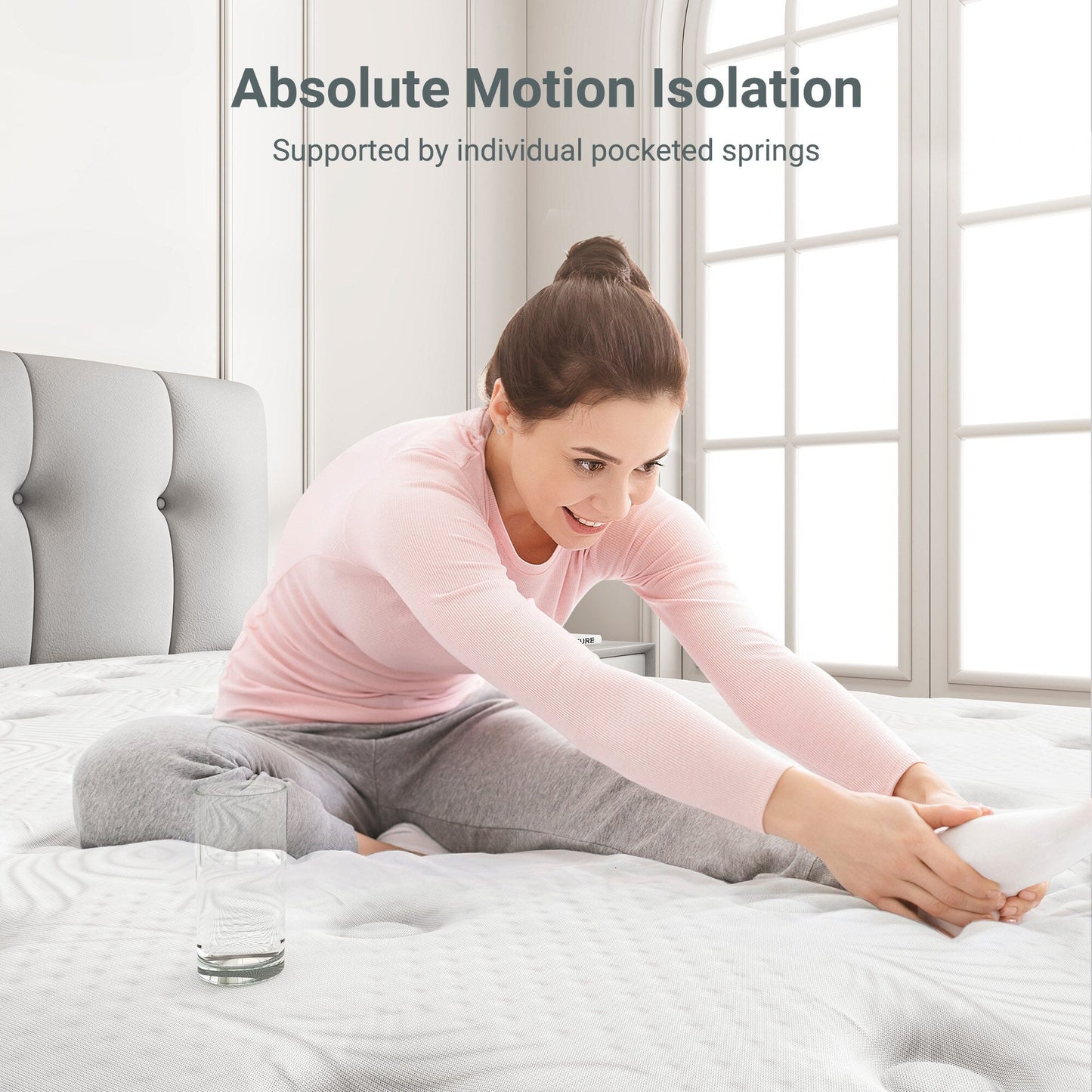 Materasso a molle insacchettate in memory foam ibrido da 12 pollici - Bianco