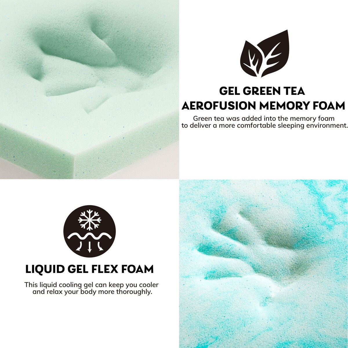 Materasso in memory foam Queen Gel da 12 pollici, bianco, infuso di tè verde e gel rinfrescante