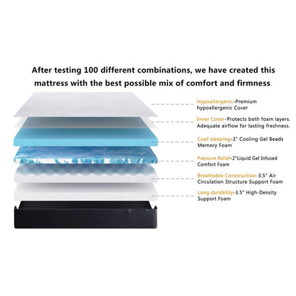 Materasso in memory foam gel da 12 pollici (king size) - Materasso morbido e rinfrescante