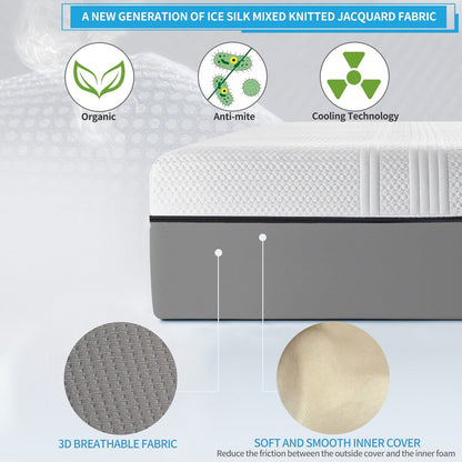 Materasso in memory foam con infusione di gel e carbone da 12 pollici (matrimoniale)