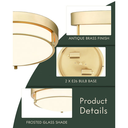 Lampada da soffitto moderna a 2 luci da 12 pollici, montaggio a filo