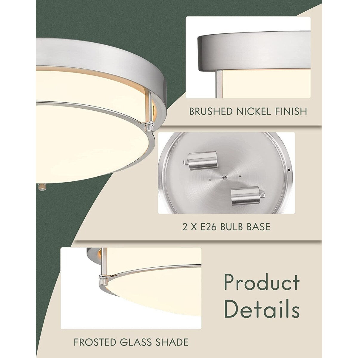 Lampada da soffitto moderna a 2 luci da 12 pollici, montaggio a filo