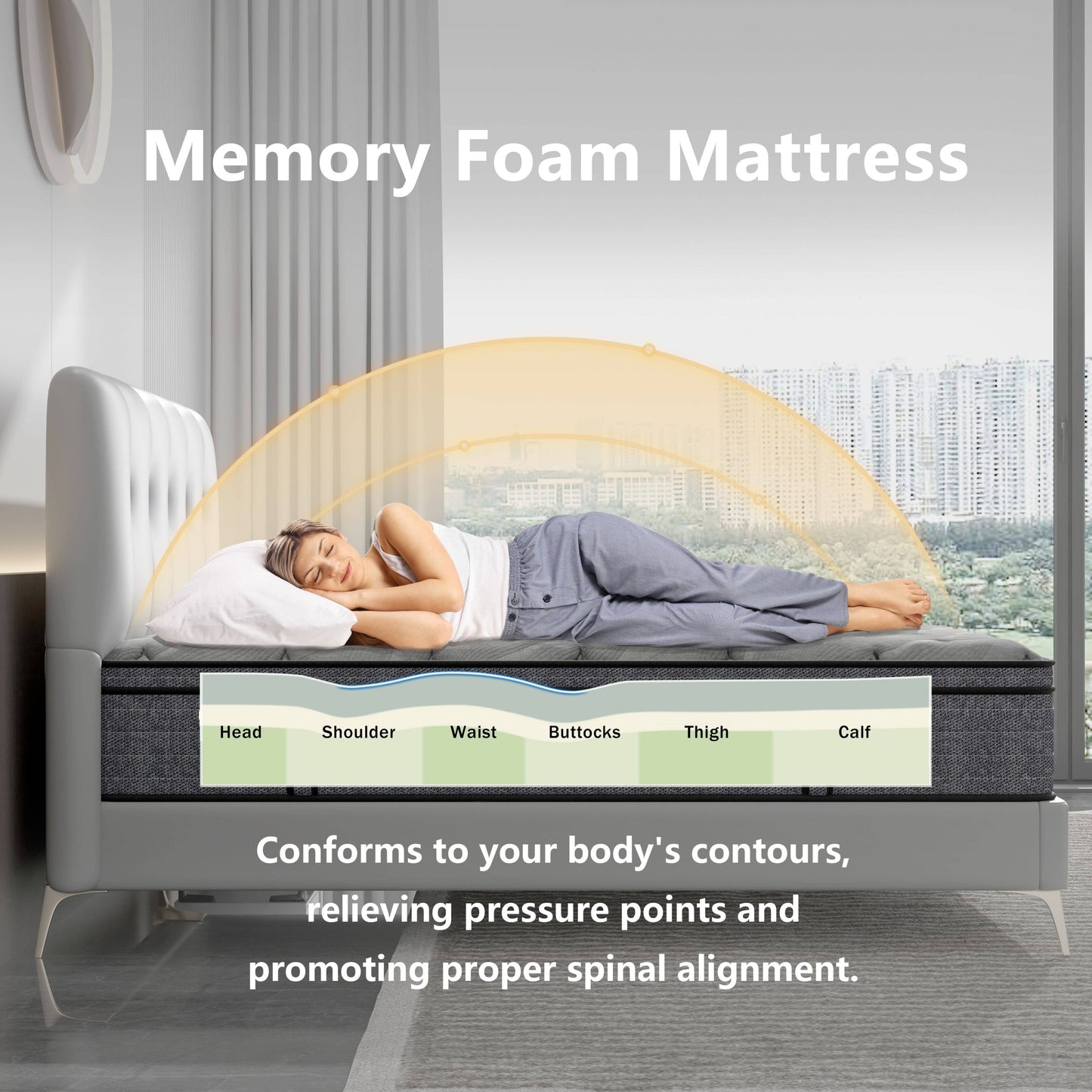 Materasso ibrido medio Euro Top da 12 pollici, materasso in memory foam in una scatola