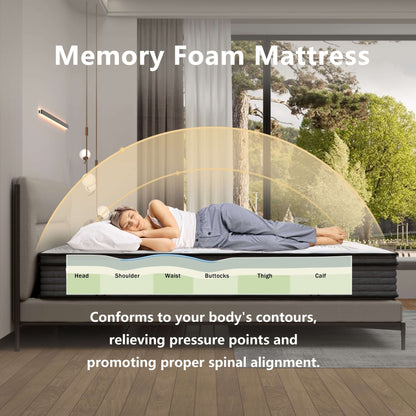 Materasso in memory foam ibrido Euro Top da 12 pollici