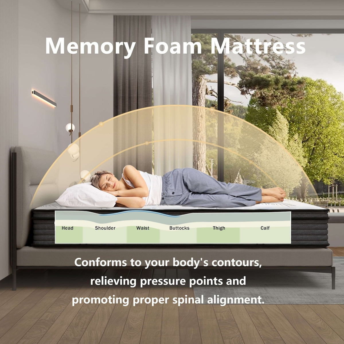 Materasso in memory foam ibrido Euro Top da 12 pollici