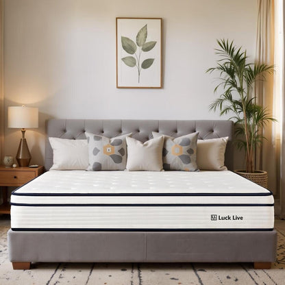 Materasso a molle insacchettate indipendenti in memory foam con parte superiore in gel Euro da 12 pollici di medie dimensioni, in una scatola