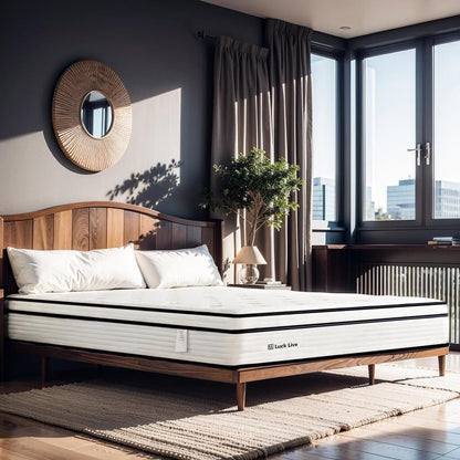 Materasso a molle insacchettate indipendenti in memory foam con parte superiore in gel Euro da 12 pollici di medie dimensioni, in una scatola