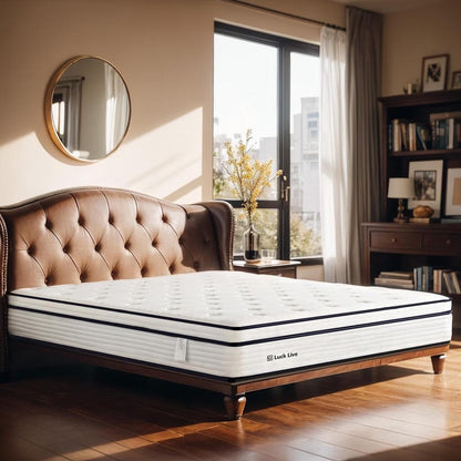 Materasso a molle insacchettate indipendenti in memory foam con parte superiore in gel Euro da 12 pollici di medie dimensioni, in una scatola