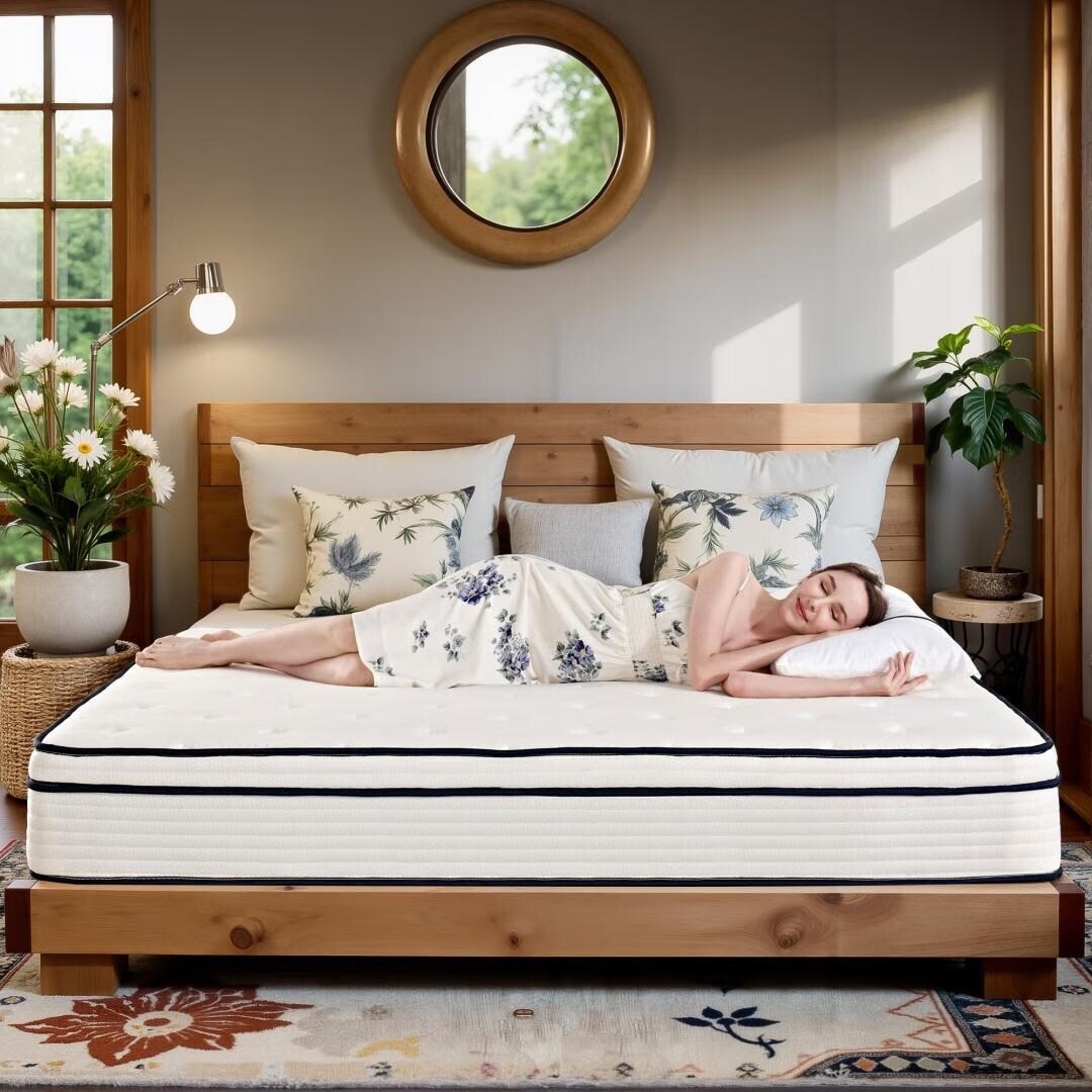 Materasso a molle insacchettate indipendenti in memory foam con parte superiore in gel Euro da 12 pollici di medie dimensioni, in una scatola